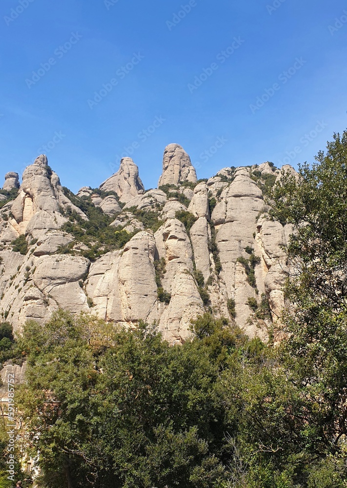Montserrat Mountain. National Park. Vertical photo con copy space
