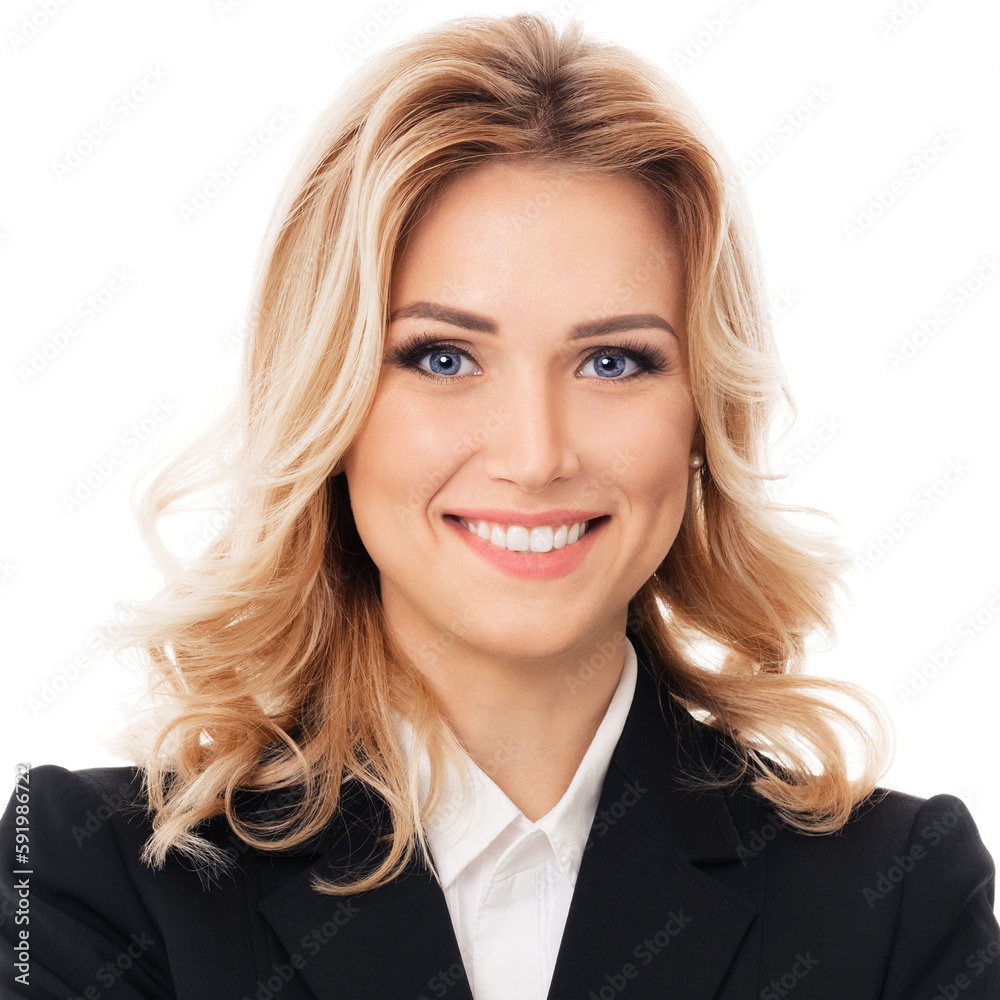 Portrait of happy smiling beautiful young businesswoman, isolated against white background. Portrait of happy smiling beautiful young businesswoman, isolated against white background.