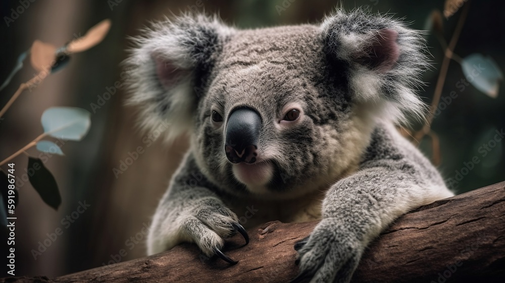 Fototapeta premium Koala on a branch. Generative AI