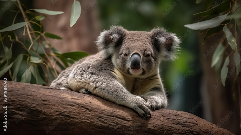 Fototapeta premium Koala on a branch. Generative AI