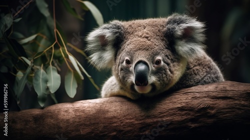 Koala on a branch. Generative AI