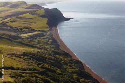 A scenic view from the summit of Golden Cap, near Charmouth; Dorest, England, Great Britain
