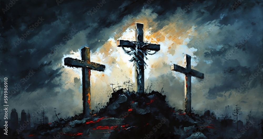 Three crosses on Golgotha
