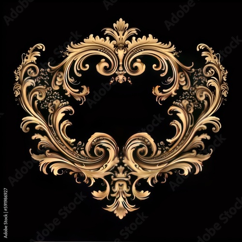 Gold ornament. Antique style gold. Eelegant luxury design, golden elements in baroque. Gold vintage baroque. Generative AI 