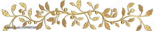 Vintage Baroque Victorian frame border golden floral ornament leaf scroll engraved golden flower pattern decorative design tattoo golden Japanese filigree calligraphic vector heraldic swirl