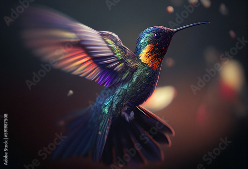 Fiery-Throated Hummingbird - Generative Ai © Ai Inspire