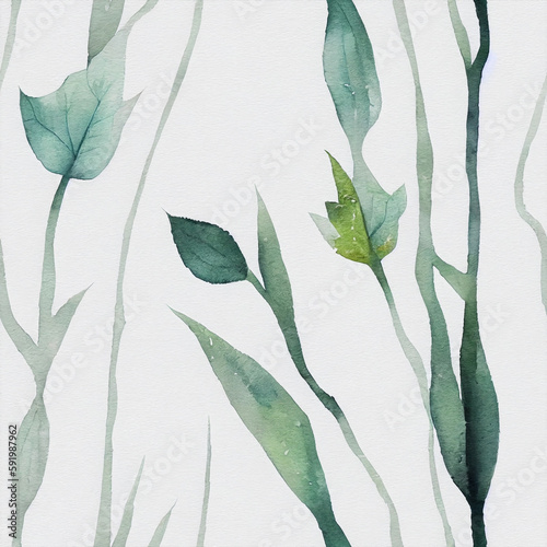 watercolor seamless pattern with modern decorative leaves - natural pattern - spring design