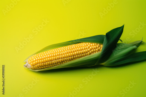 Sweetcorn, corn, green colorful background, generative ai, Fresh tasty vegetables, Fresh ingredients, cooking ingredients