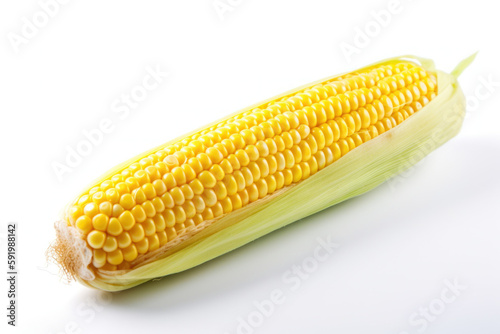 Sweetcorn, corn, corn on the cob on a white background, isolated, generative ai, Fresh tasty vegetables, Fresh ingredients, cooking ingredients