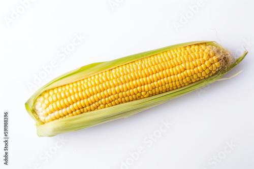Sweetcorn, corn, corn on the cob on a white background, isolated, generative ai, Fresh tasty vegetables, Fresh ingredients, cooking ingredients