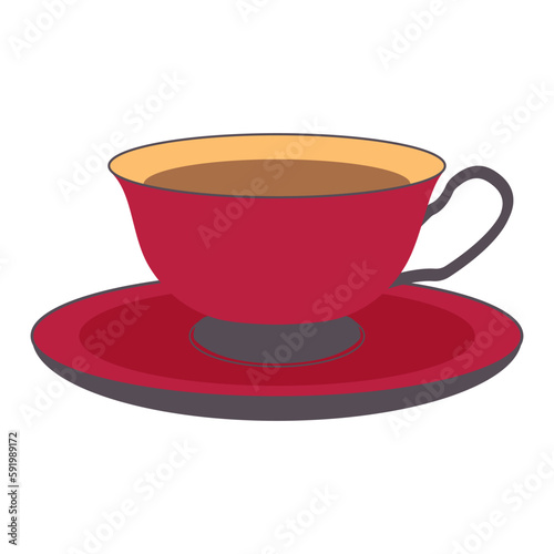 vector cup for tea with saucer in flat