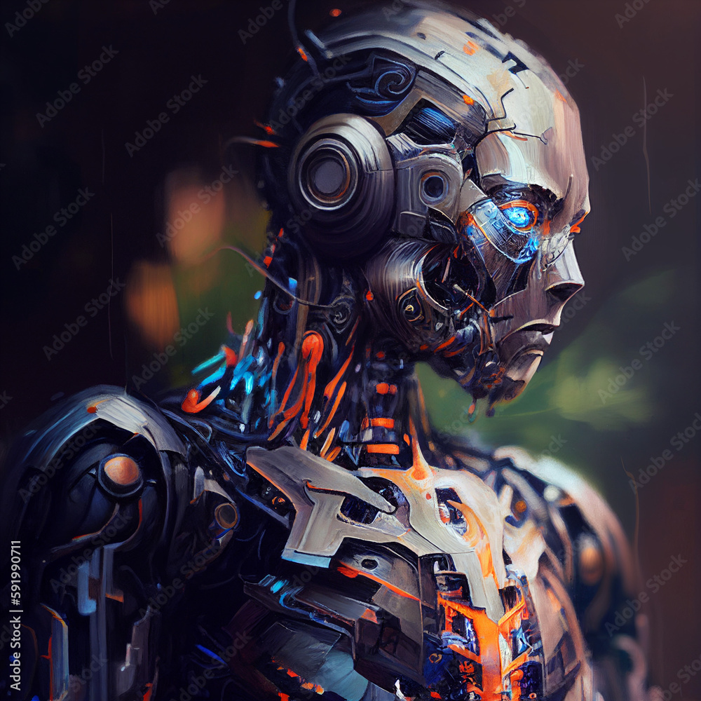 Super Intelligent Humanoid Robot Illustration - Generative AI Super Intelligent Humanoid Robot Illustration - Generative AI