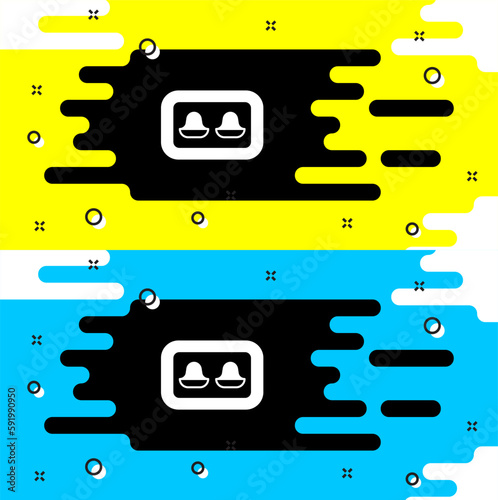 White Earplugs with storage box icon isolated on black background. Ear plug sign. Noise symbol. Sleeping quality concept. Vector