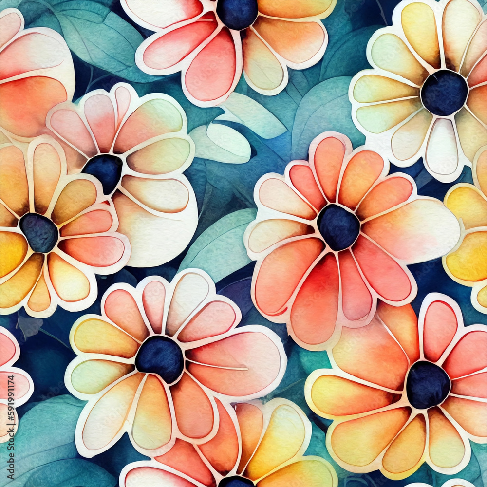  vibrant blooms and watercolor flora a seamless pattern of bright and