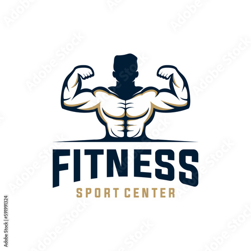 fitness Logo design Template. Vector object and Icons for Sport Label, Gym Badge, Fitness Logo Design, Emblem Graphics. © i.d99d