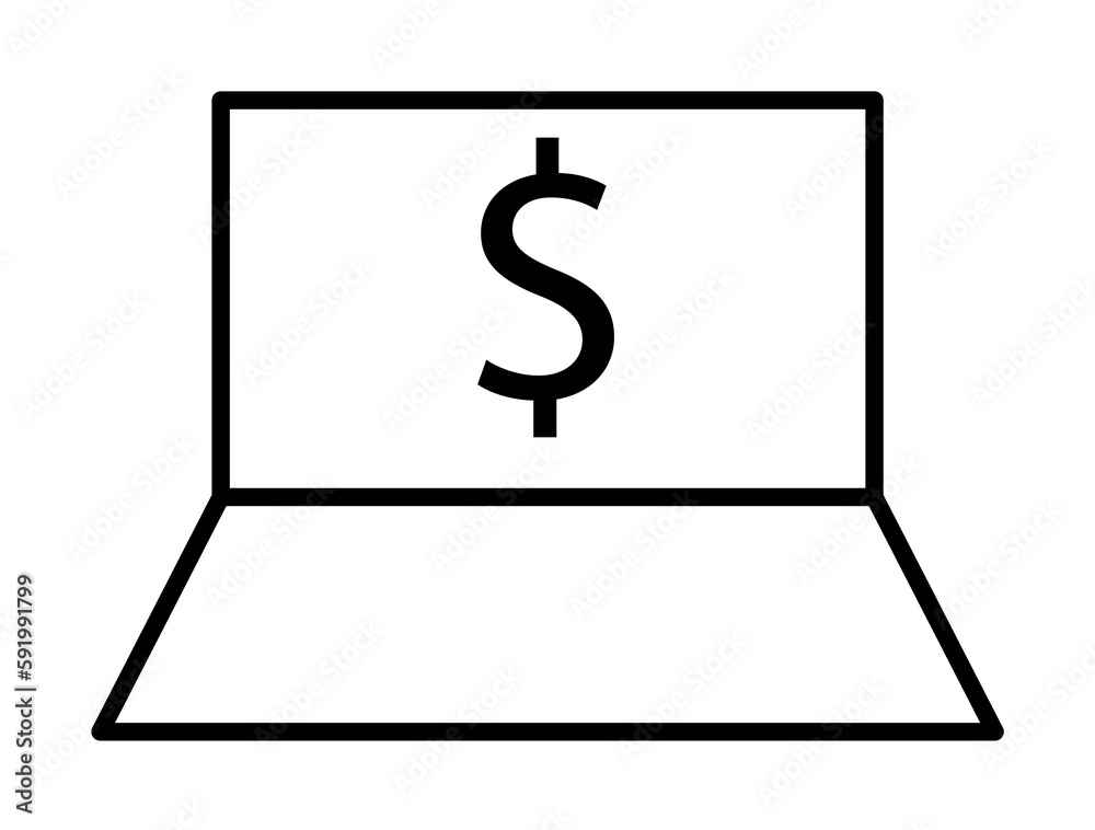 laptop dollar icon illustration on transparent background laptop dollar icon illustration on transparent background