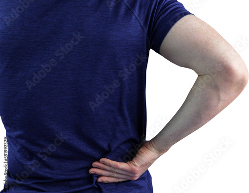 Rear view of a man with back pain 