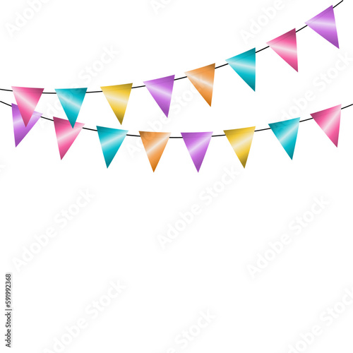 Bright garlands of flags for holiday decoration