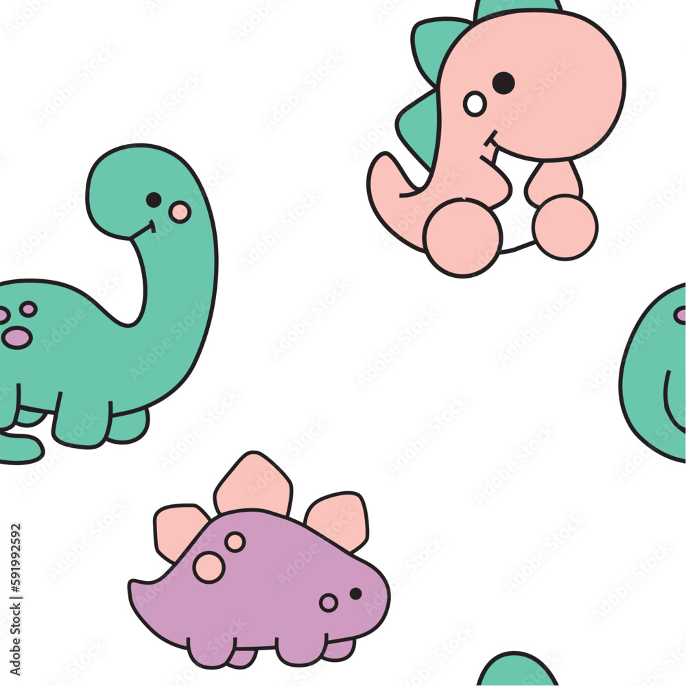 seamless pattern of cute little dinosaurs seamless pattern of cute little dinosaurs