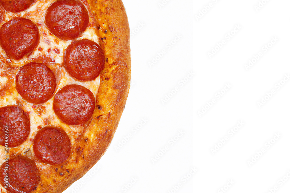 © PixlMakr - Pepperoni pizza on white. Generative AI © PixlMakr - Pepperoni pizza on white. Generative AI