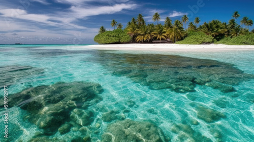 Tropical beach in the Maldives created with Generative AI technology © Robert Herhold