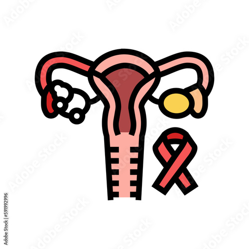 endometrial cancer color icon vector illustration