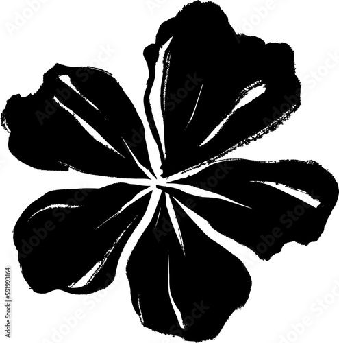 Flower Silhouette Ink Pen Calligraphy Floral Element