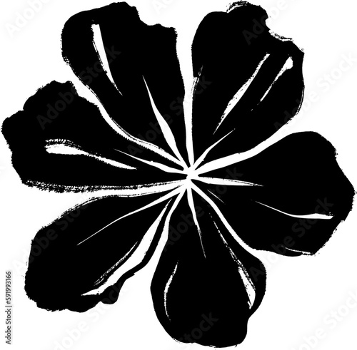 Flower Silhouette Ink Pen Calligraphy Floral Element