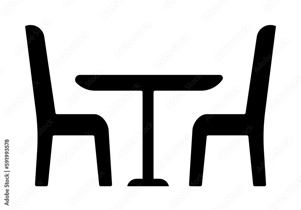 table and chairs glyph icon illustration on transparent background table and chairs glyph icon illustration on transparent background