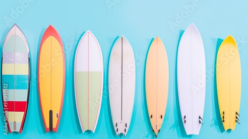 surfboards on blue background