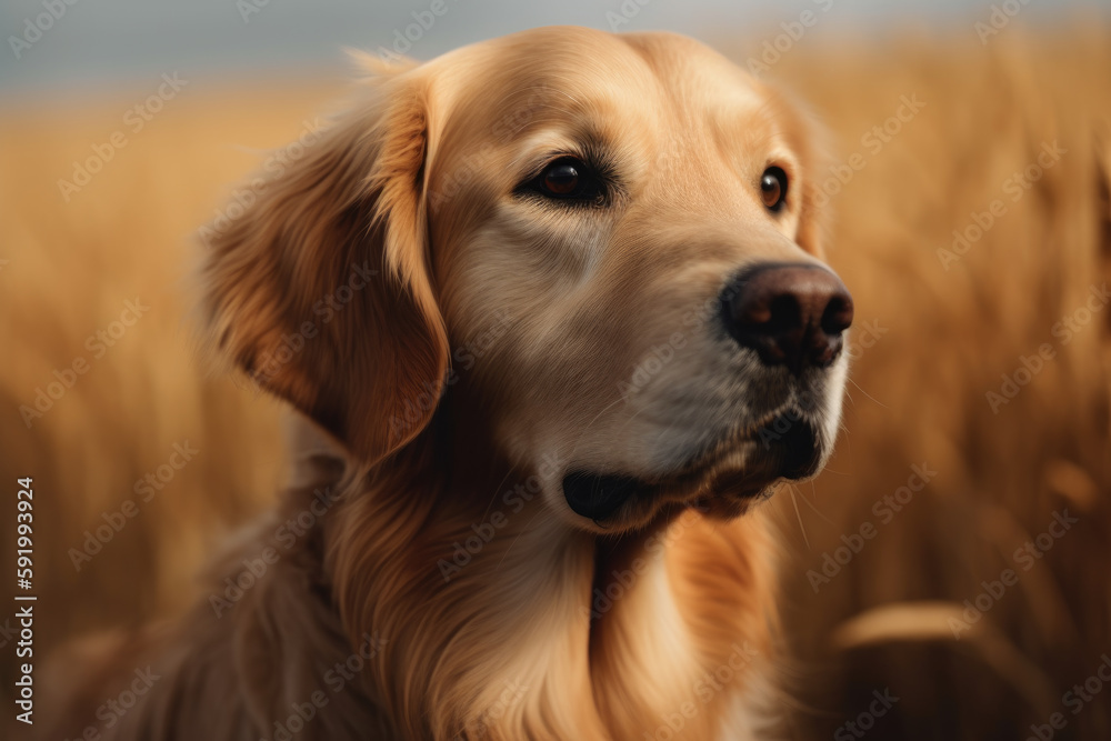 dog of the breed golden retriever looking at the camera. dog of the breed golden retriever looking at the camera.