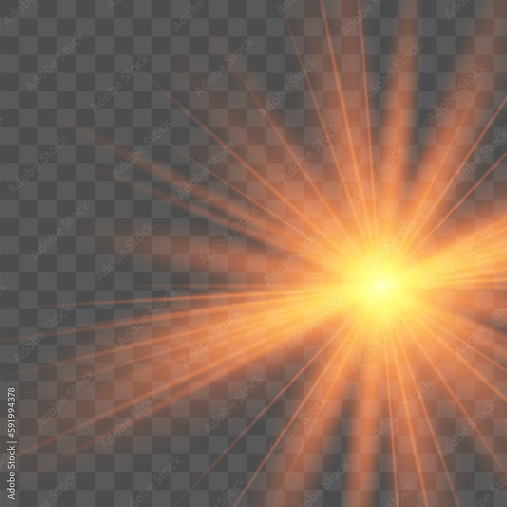 Vector transparent sunlight special lens flash light effect.front sun