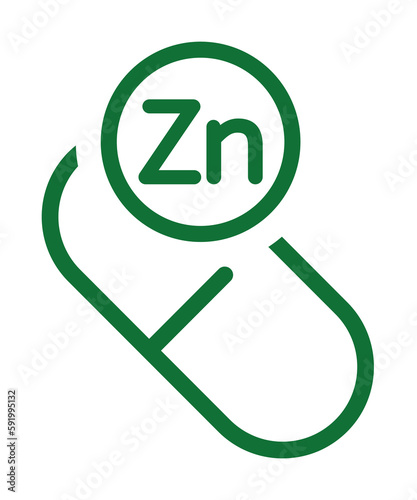 Vitamin Zn green icon illustration on transparent background