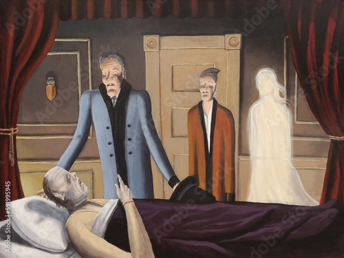 Foto Jacob Marley gives Scrooge a warning from his deathbed.