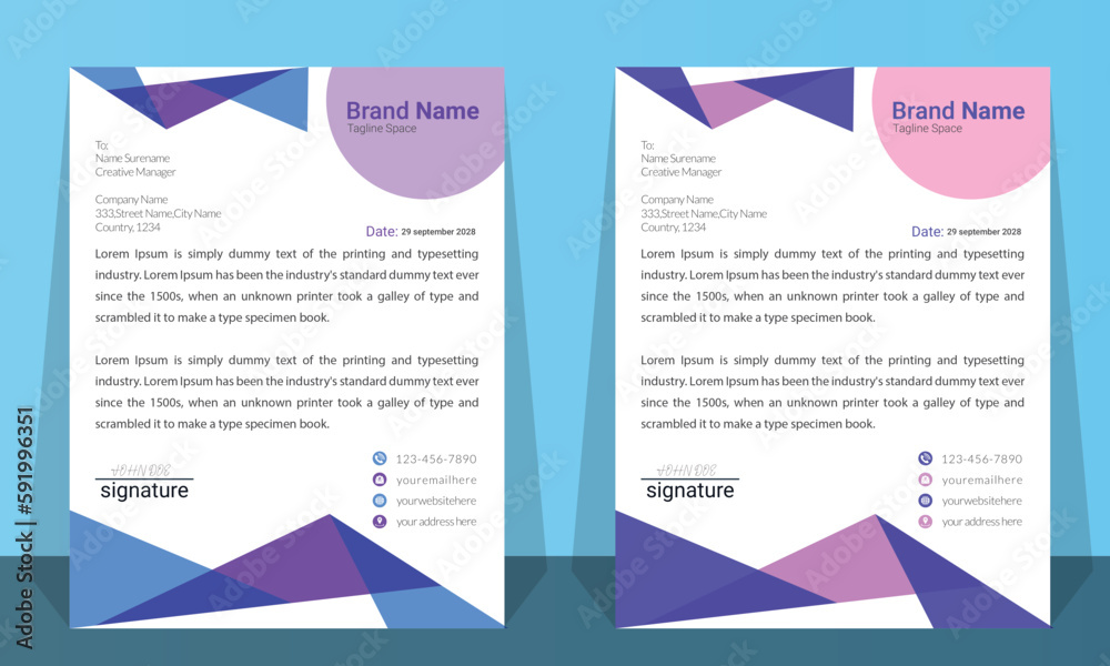Fototapeta premium Creative & Modern Letterhead Design Template For business And Advertising.