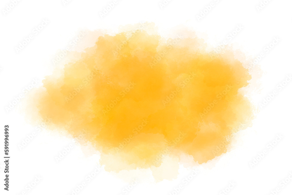Yellow watercolor brush stroke on transparency background