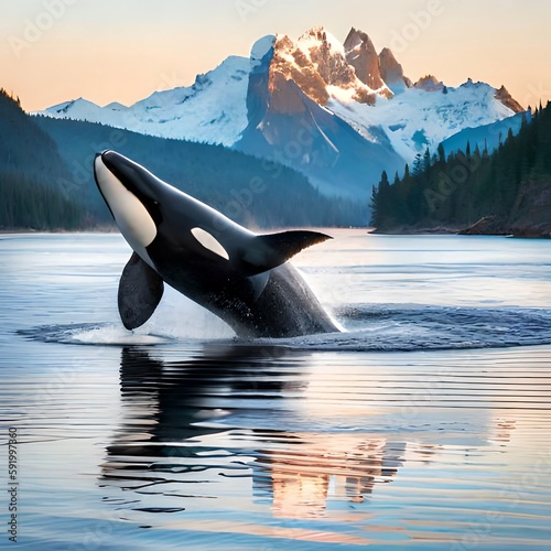 killer Whale jumping in water