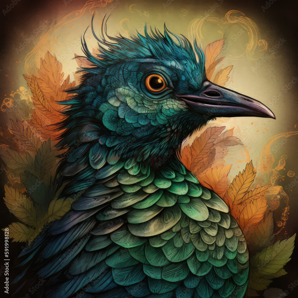 Obraz premium shamanism spirit animal bird illustration - by generative ai