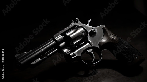revolver pistol closeup black and white - by generative ai