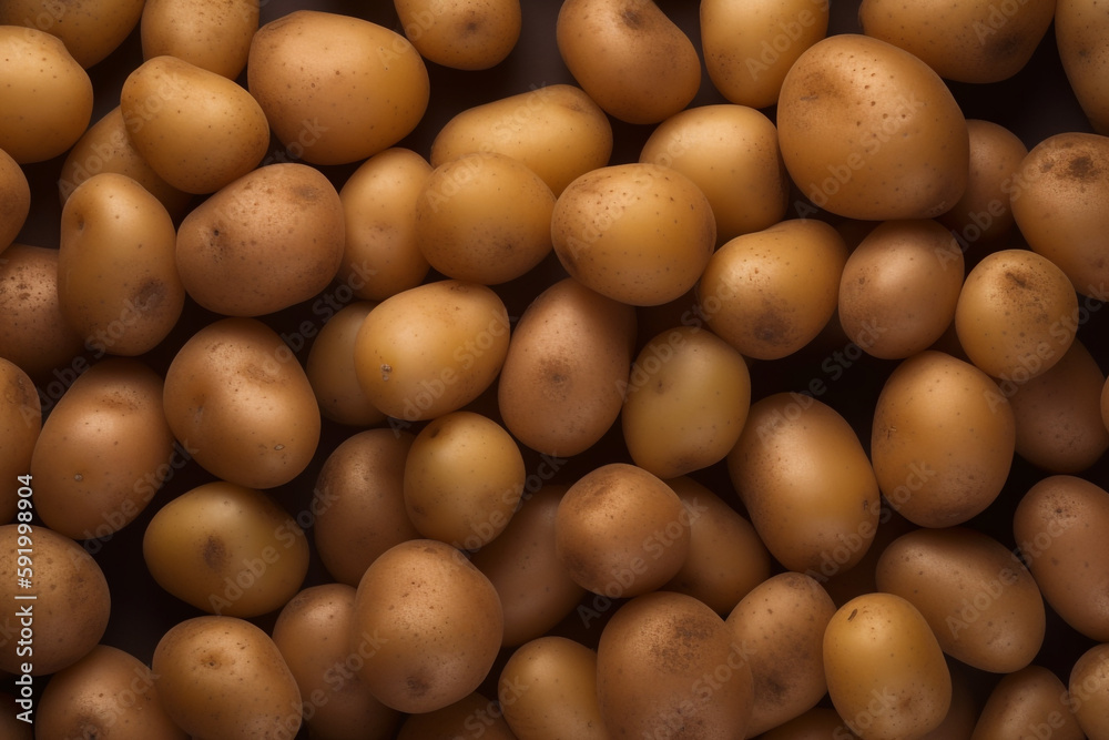 A pile of potatoes with the word potato on the top A pile of potatoes with the word potato on the top