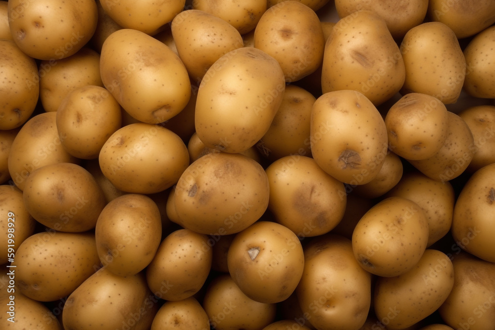 A pile of potatoes with the word potato on the top A pile of potatoes with the word potato on the top