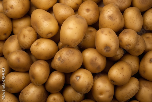 A pile of potatoes with the word potato on the top