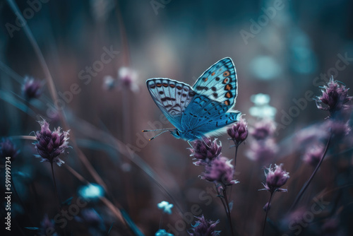 butterfly on a flower created with Generative AI technology © Robert Herhold