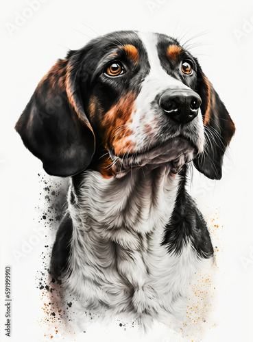 Portrait of a beautiful dog. Watercolor dog illustration, dog design. Generative AI