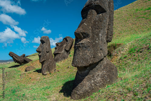 Moai at Te Ata Hero in Hanga Roa; Easter Island, Chile photo
