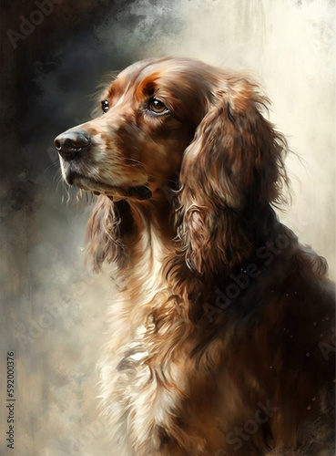 Portrait of a beautiful dog. Watercolor dog illustration, dog design. Generative AI