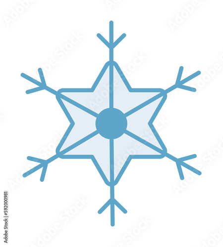 Snowflake 2 colored line icon illustration on transparent background