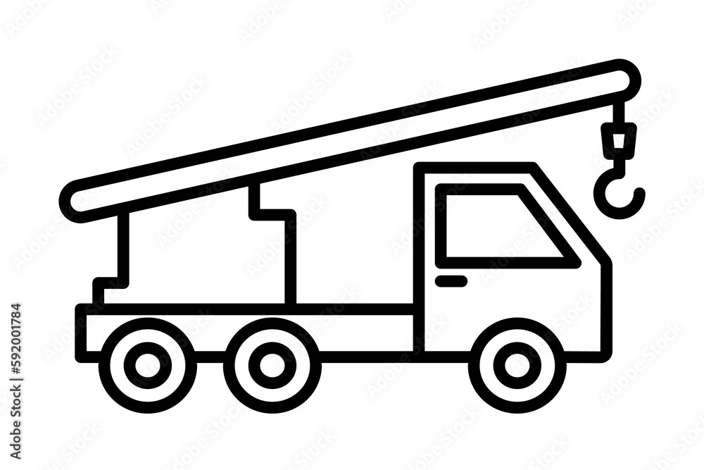 crane vehicle icon illustration on transparent background