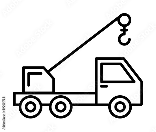 crane truck icon illustration on transparent background