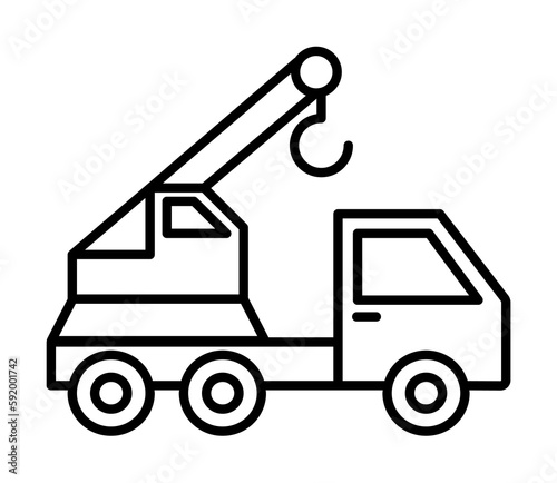 crane vehicle icon illustration on transparent background